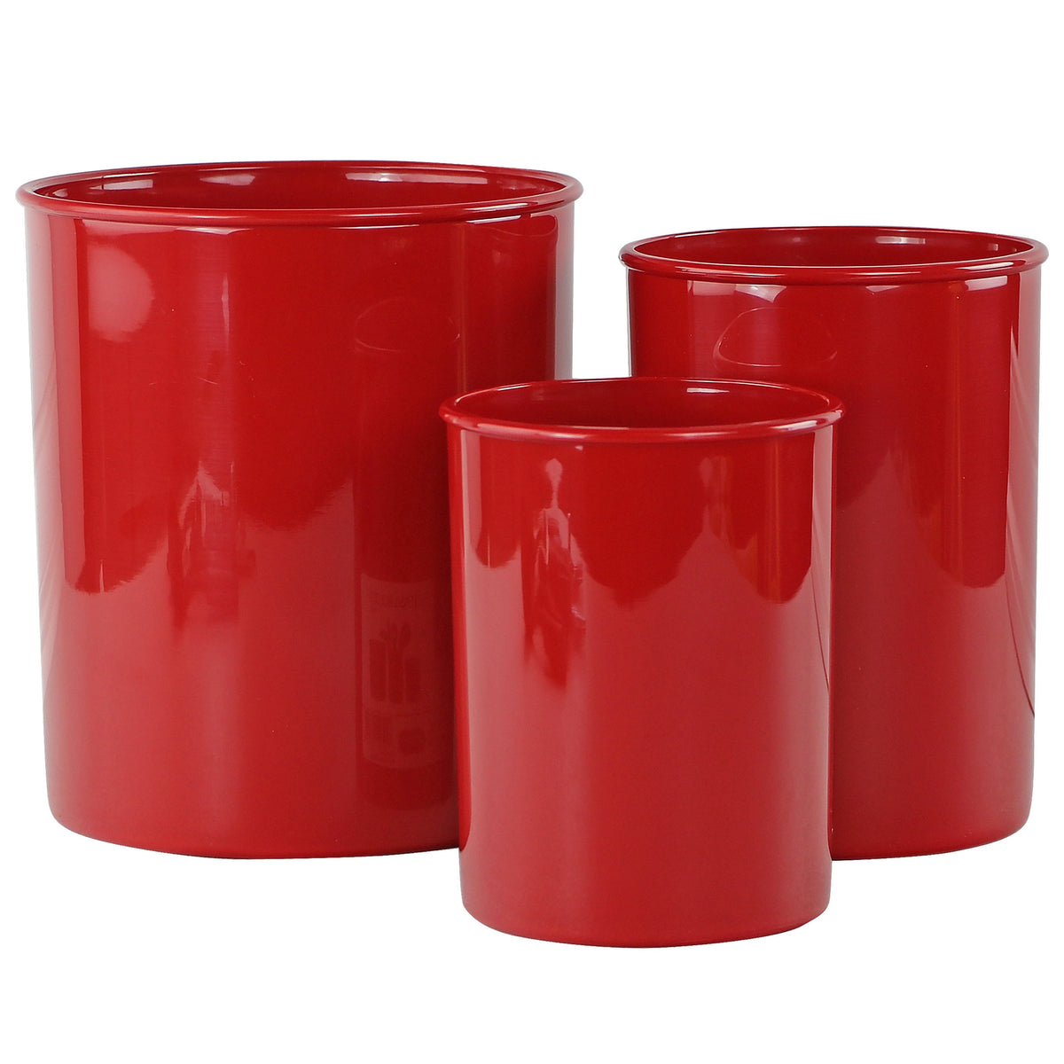 3-Piece Plastic Utensil Holder Set, Red