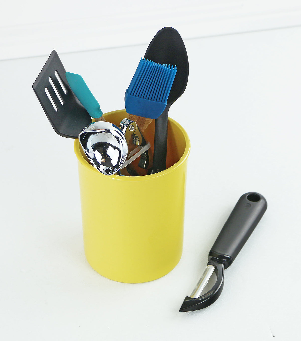Mini Plastic Utensil Holder, Lemon