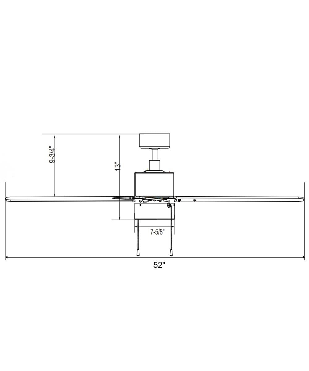 RP Lighting Aldea IV 52" 4-Blade Ceiling Fan, Brushed Nickel Motor Finish, Walnut-Finish Blades