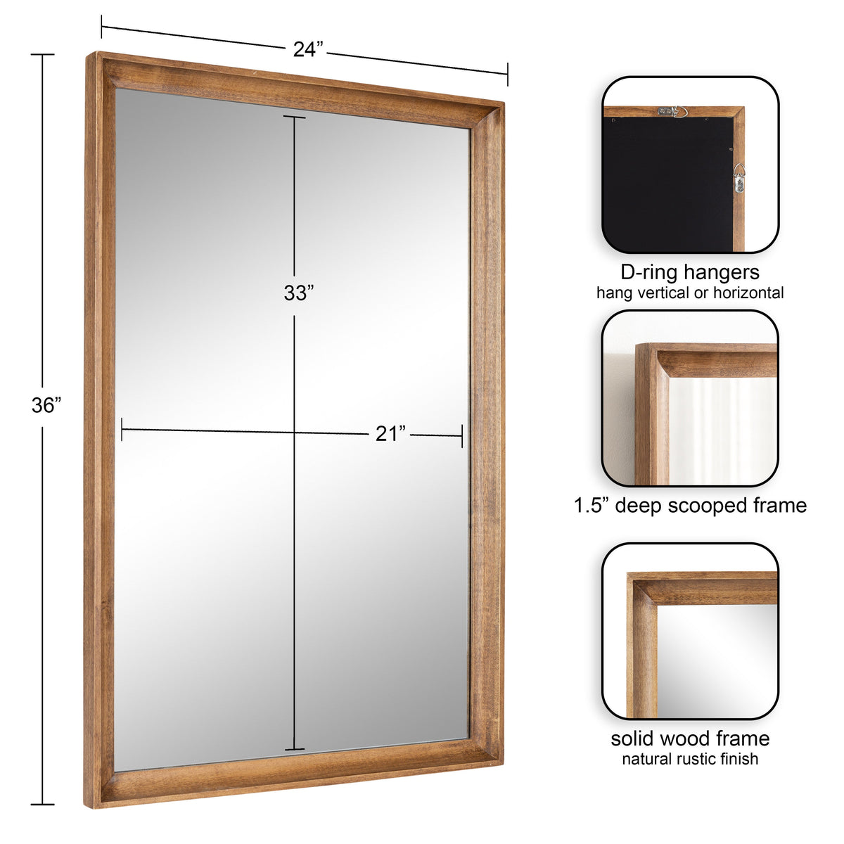 Hatherleigh Rectangular Wood-Frame Wall Mirror