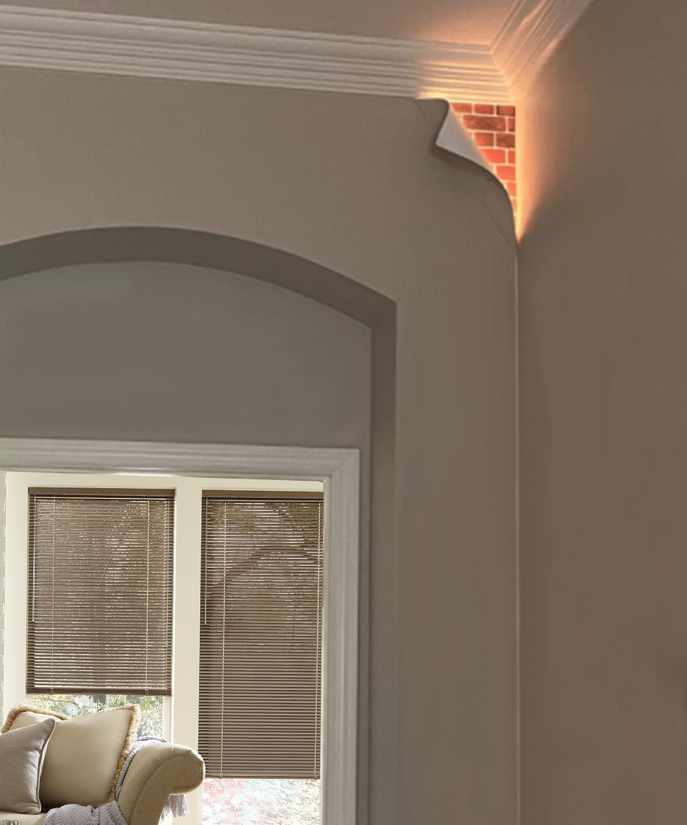 Big Reveal LED Corner Light White Curved Metal - 18"H