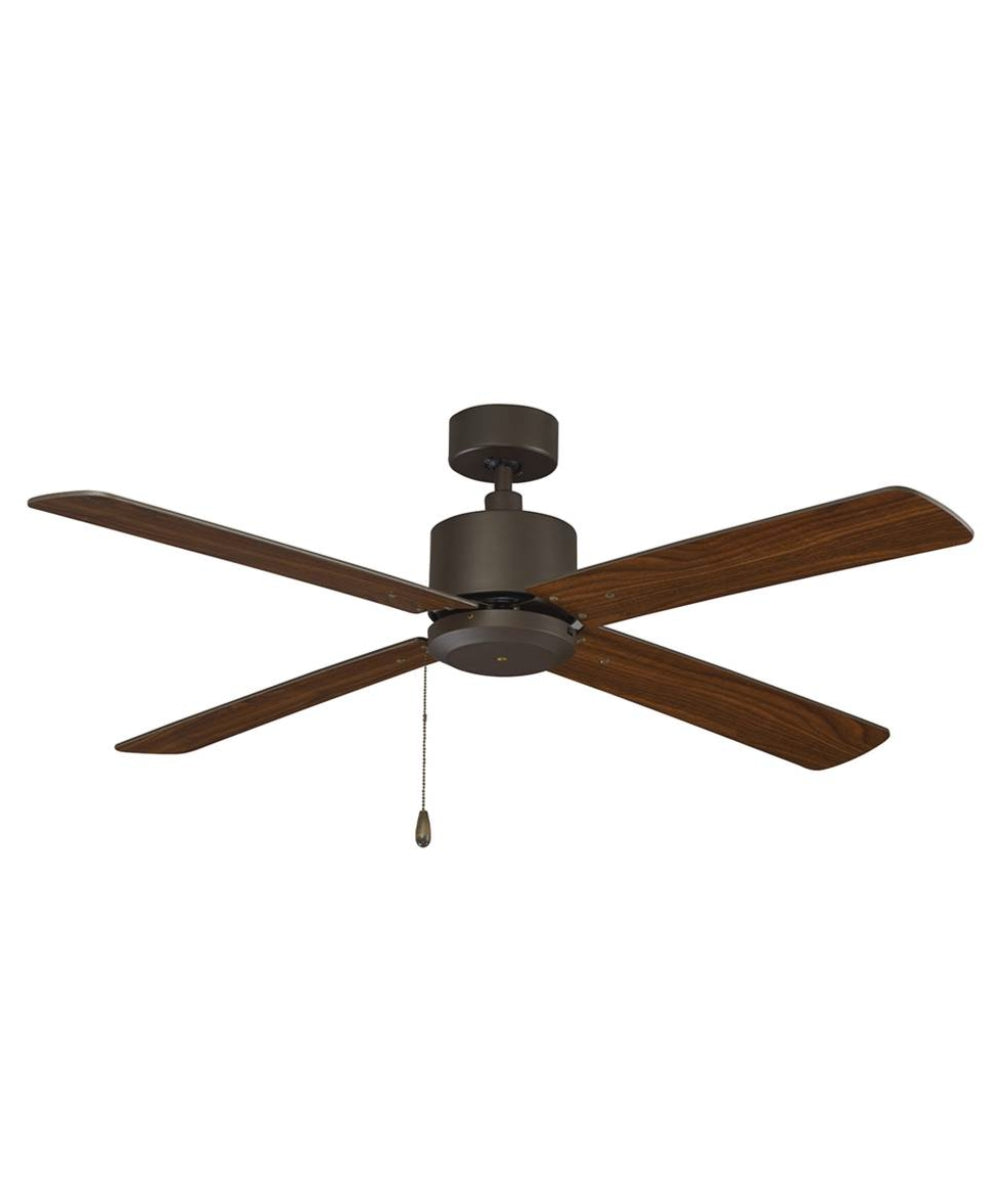 RP Lighting Aldea IV 52" 4-Blade Ceiling Fan, Oil Rubbed Bronze Motor Finish, Walnut-Finish Blades