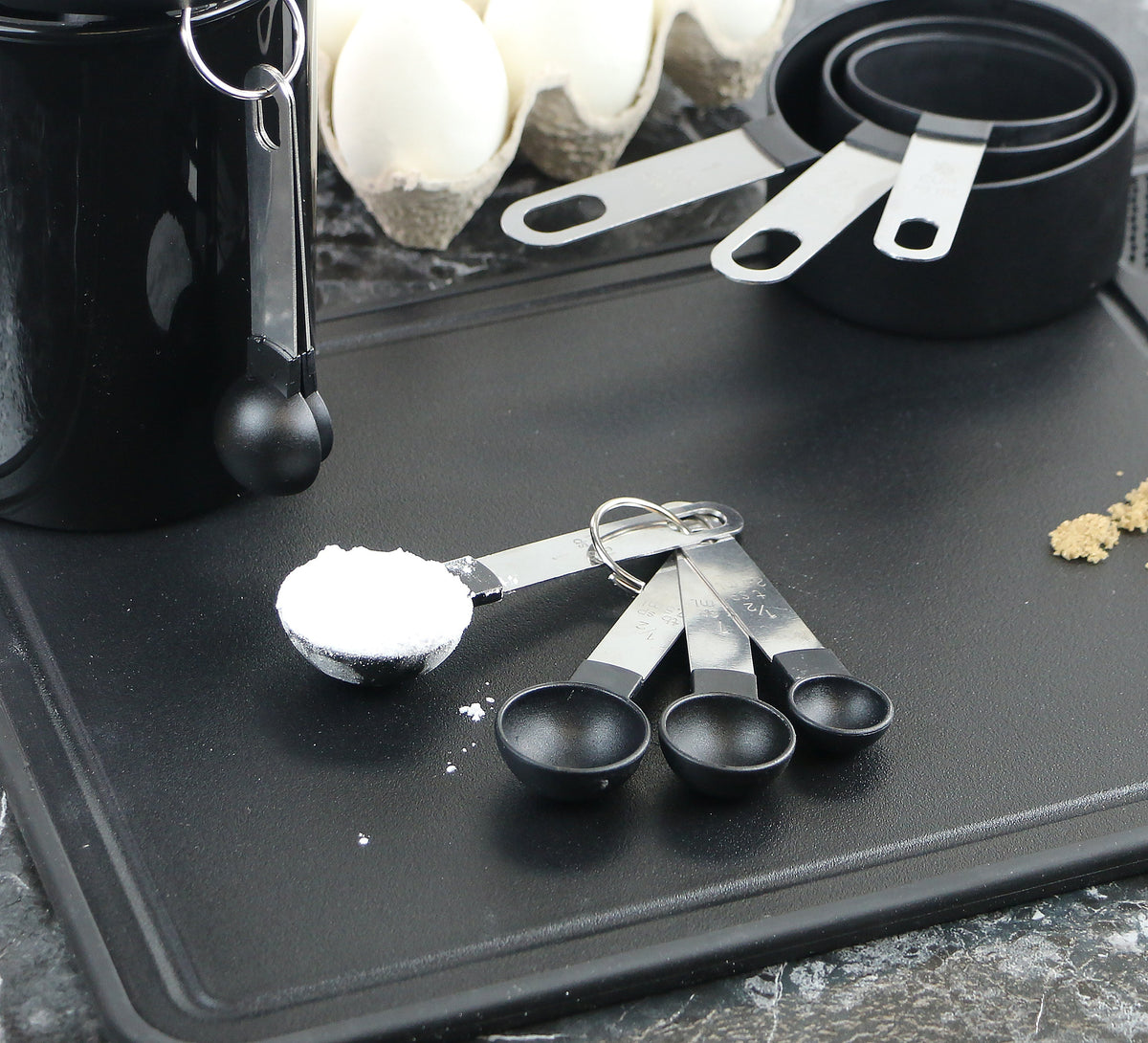 Reston Lloyd 4-Piece Nesting Plastic Measuring Spoon Set, Black