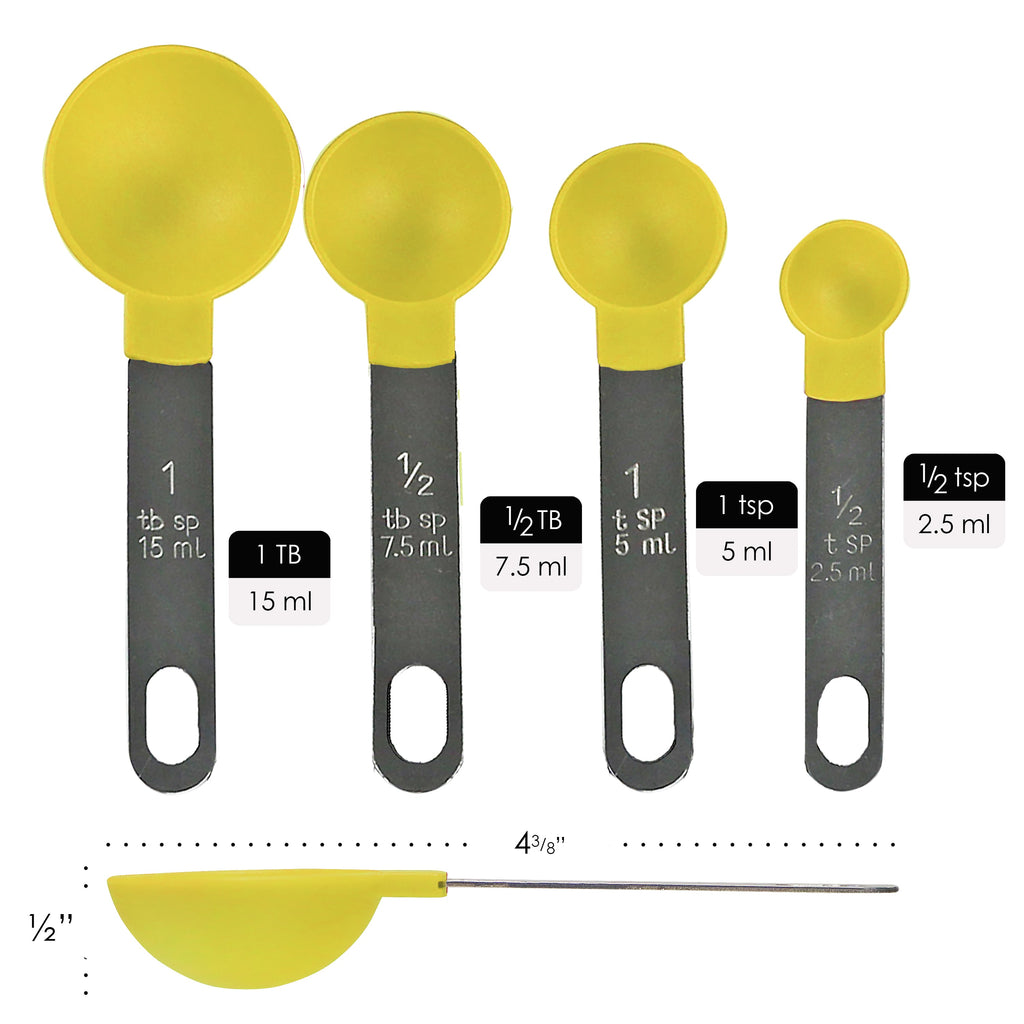 Reston Lloyd 4-Piece Nesting Plastic Measuring Spoon Set, Lemon