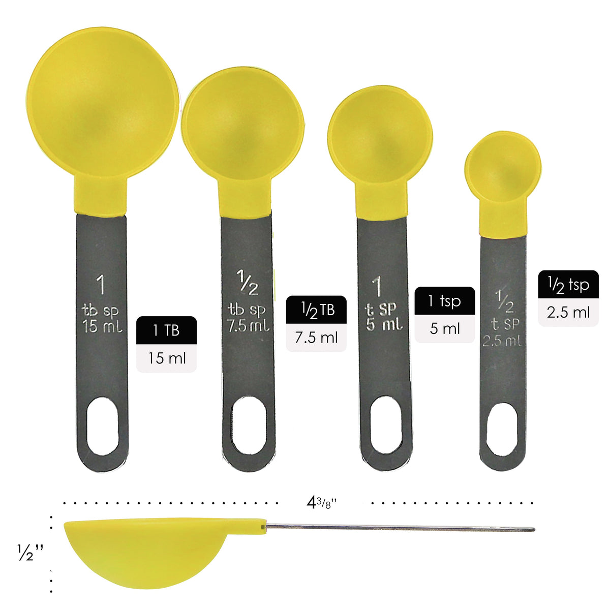 Reston Lloyd 4-Piece Nesting Plastic Measuring Spoon Set, Lemon