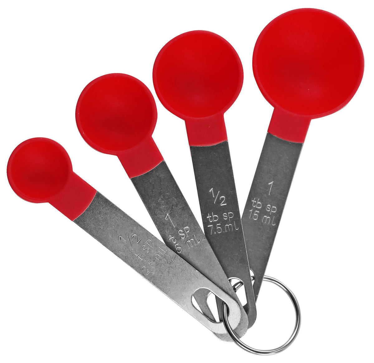 Reston Lloyd 4-Piece Nesting Plastic Measuring Spoon Set, Red