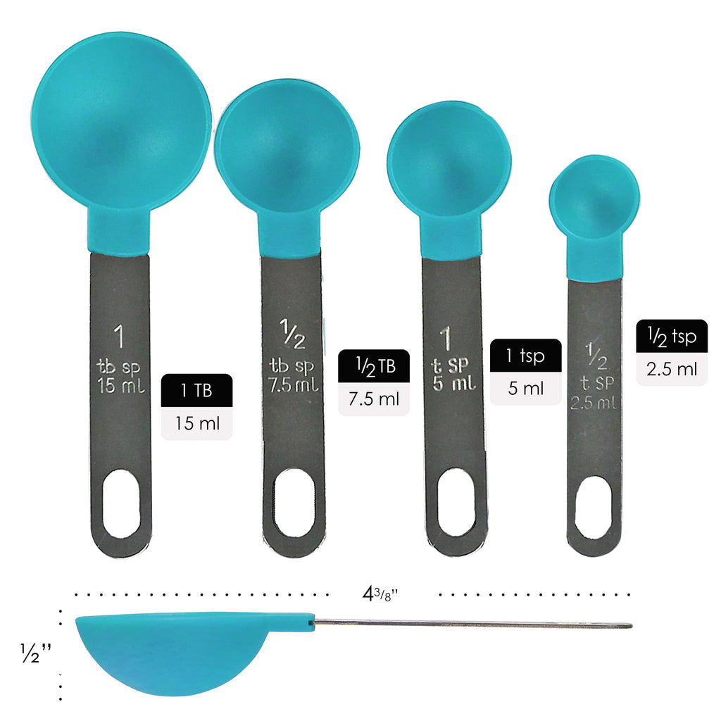 Reston Lloyd 4-Piece Nesting Plastic Measuring Spoon Set, Turquoise