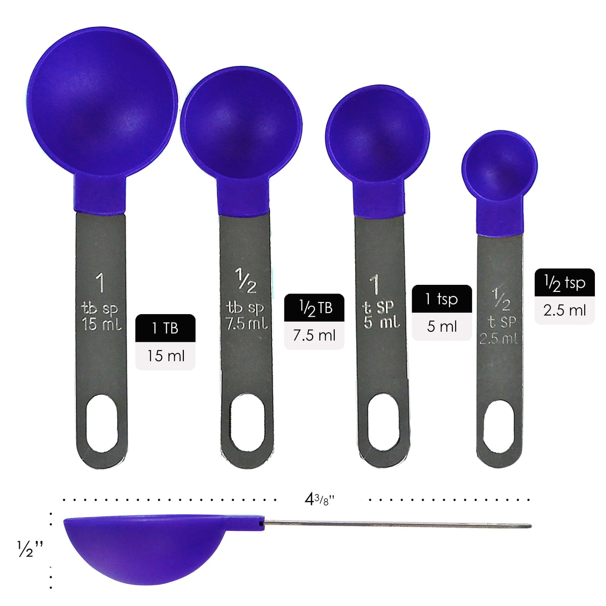 Reston Lloyd 4-Piece Nesting Plastic Measuring Spoon Set, Indigo