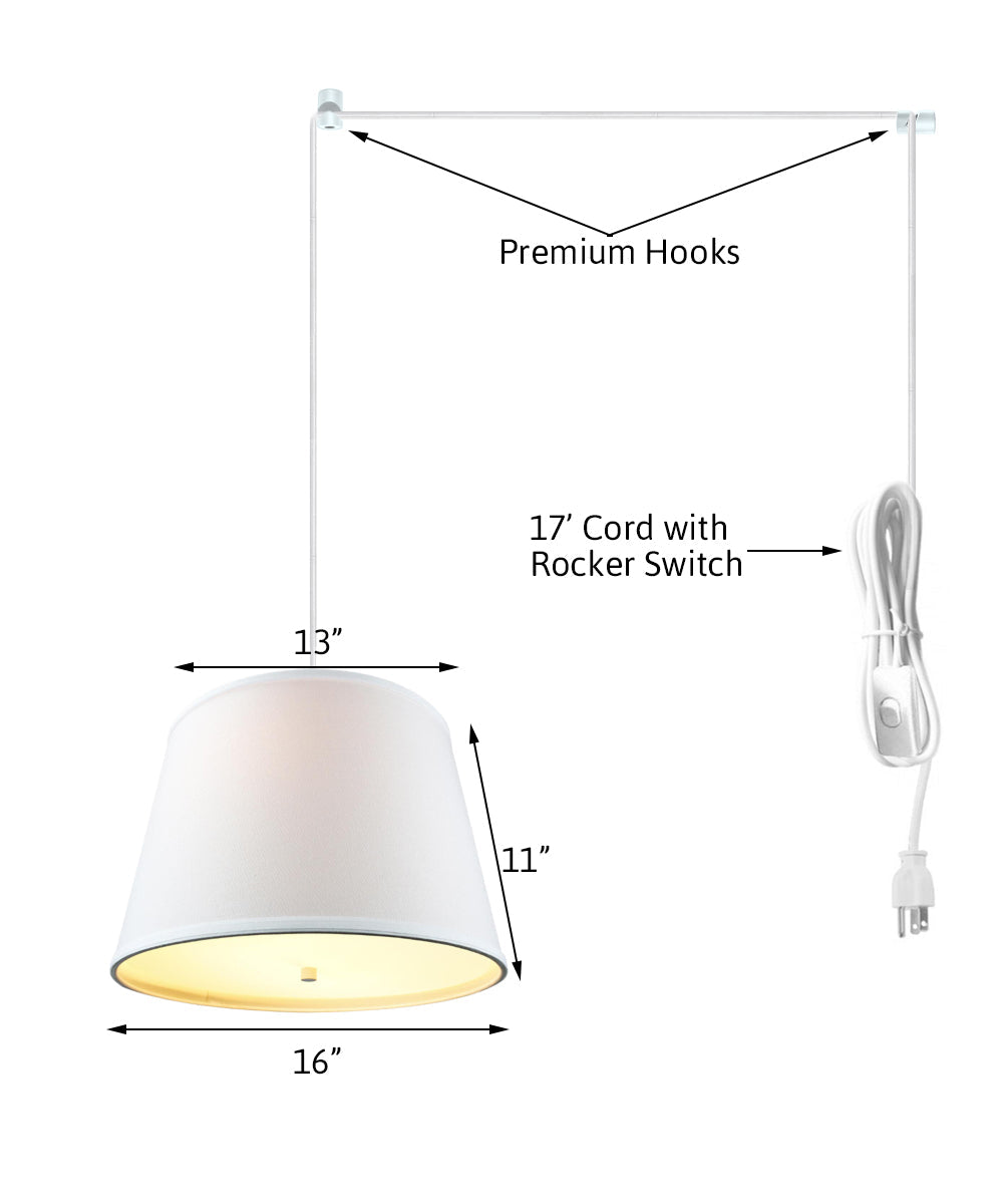 Home Concept 2-Light Plug-In Swag Pendant Light White with Diffuser White Cord - 16"W