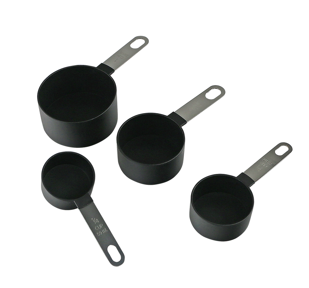 4-Piece Nesting Measuring Cup Set with Stainless Steel Handles, Black