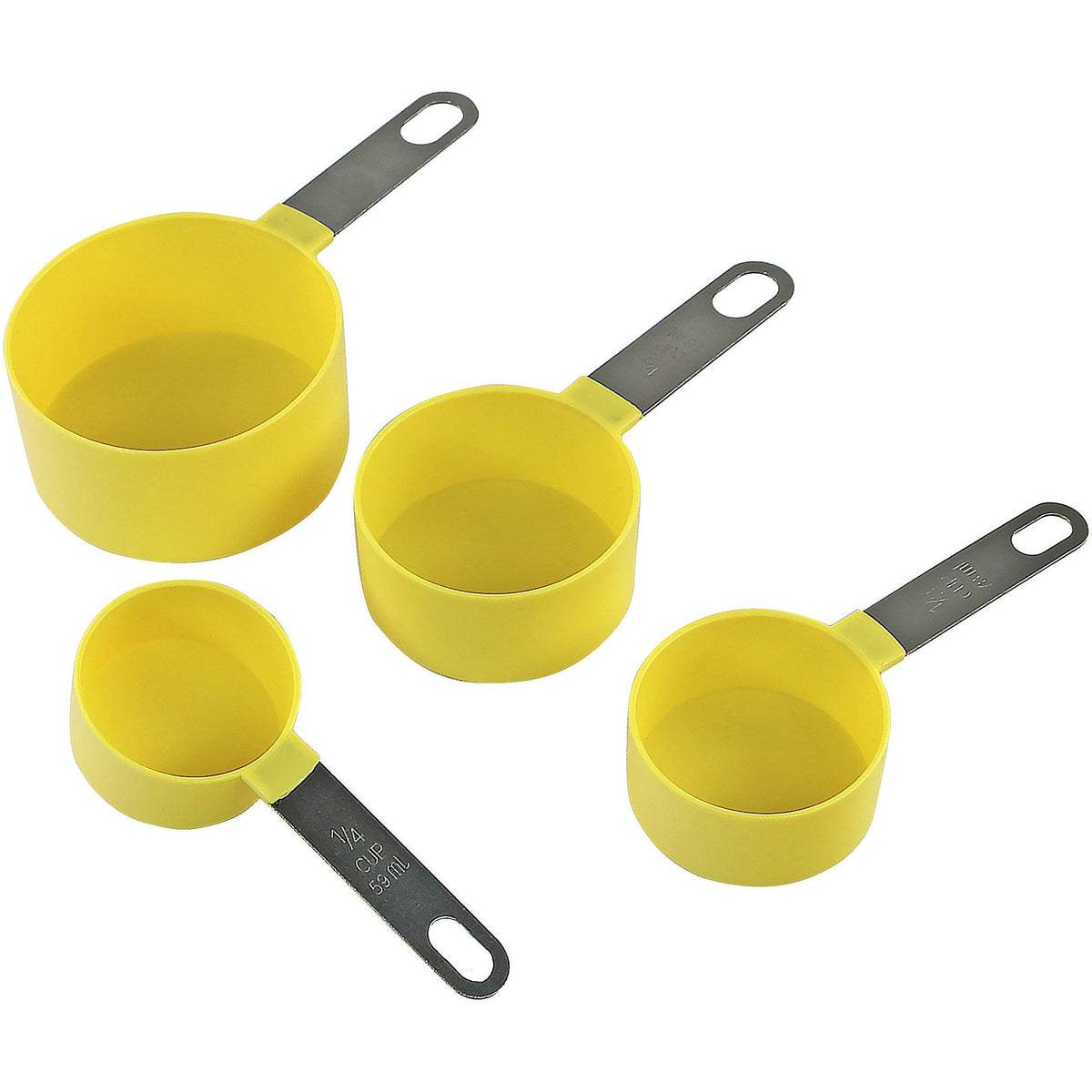 4-Piece Nesting Measuring Cup Set with Stainless Steel Handles, Lemon