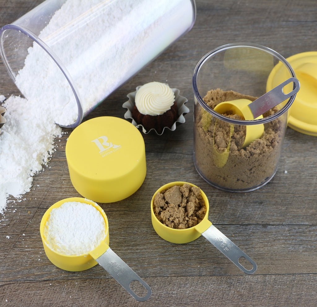 4-Piece Nesting Measuring Cup Set with Stainless Steel Handles, Lemon