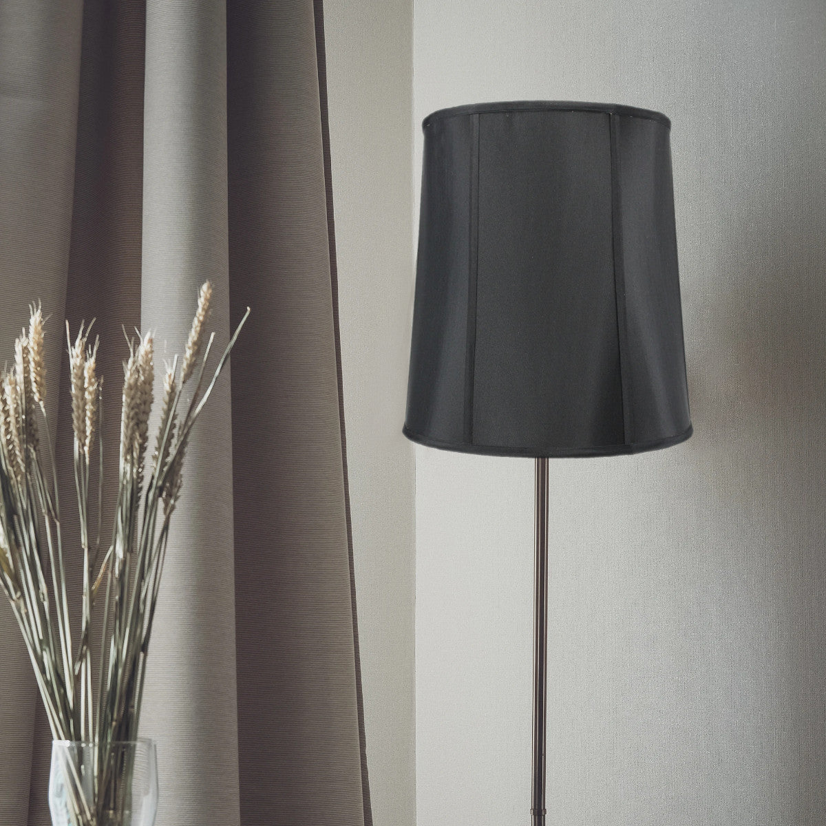 Home Concept Black Fabric Drum Lamp Shade with Gold Liner - 14"W x 15" Slant Height