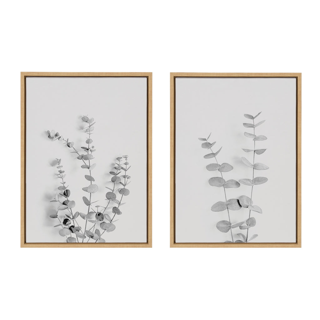 Sylvie Neutral Botanical 3 and 4 Soft White Framed Canvas by The Creative Bunch Studio