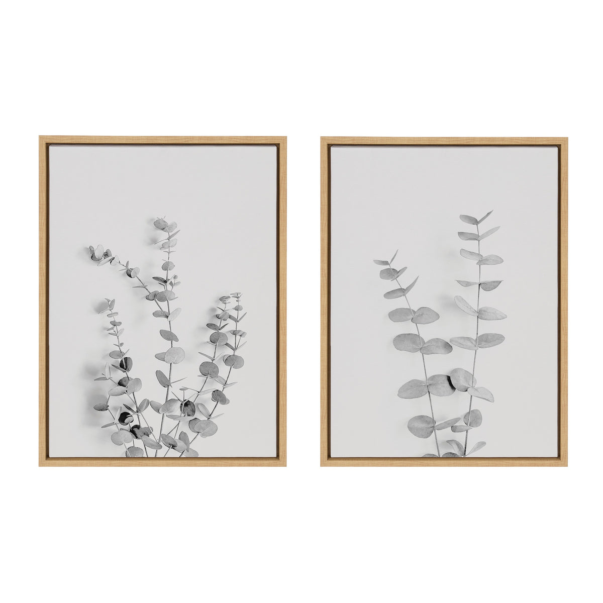 Sylvie Neutral Botanical 3 and 4 Soft White Framed Canvas by The Creative Bunch Studio