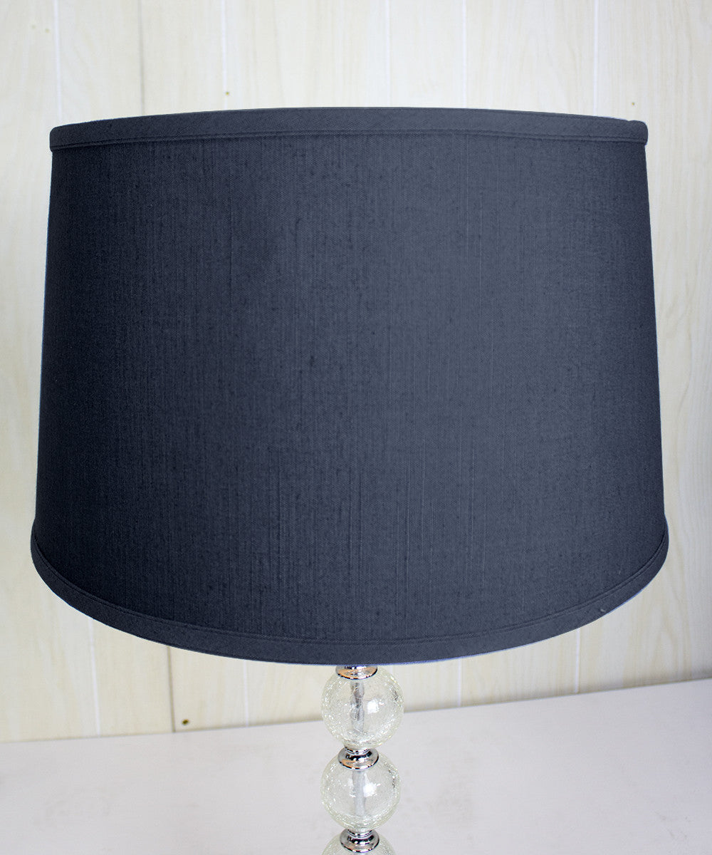 Home Concept Shallow Drum Hardback Lamp Shade, Textured Slate Blue, 16"W x 10" Slant Height