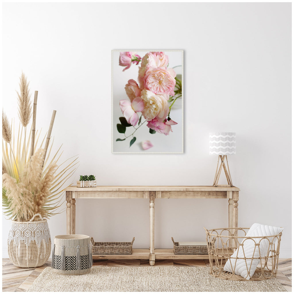 Sylvie Soft Pink Flower Bouquet Framed Canvas by Kristy Campbell