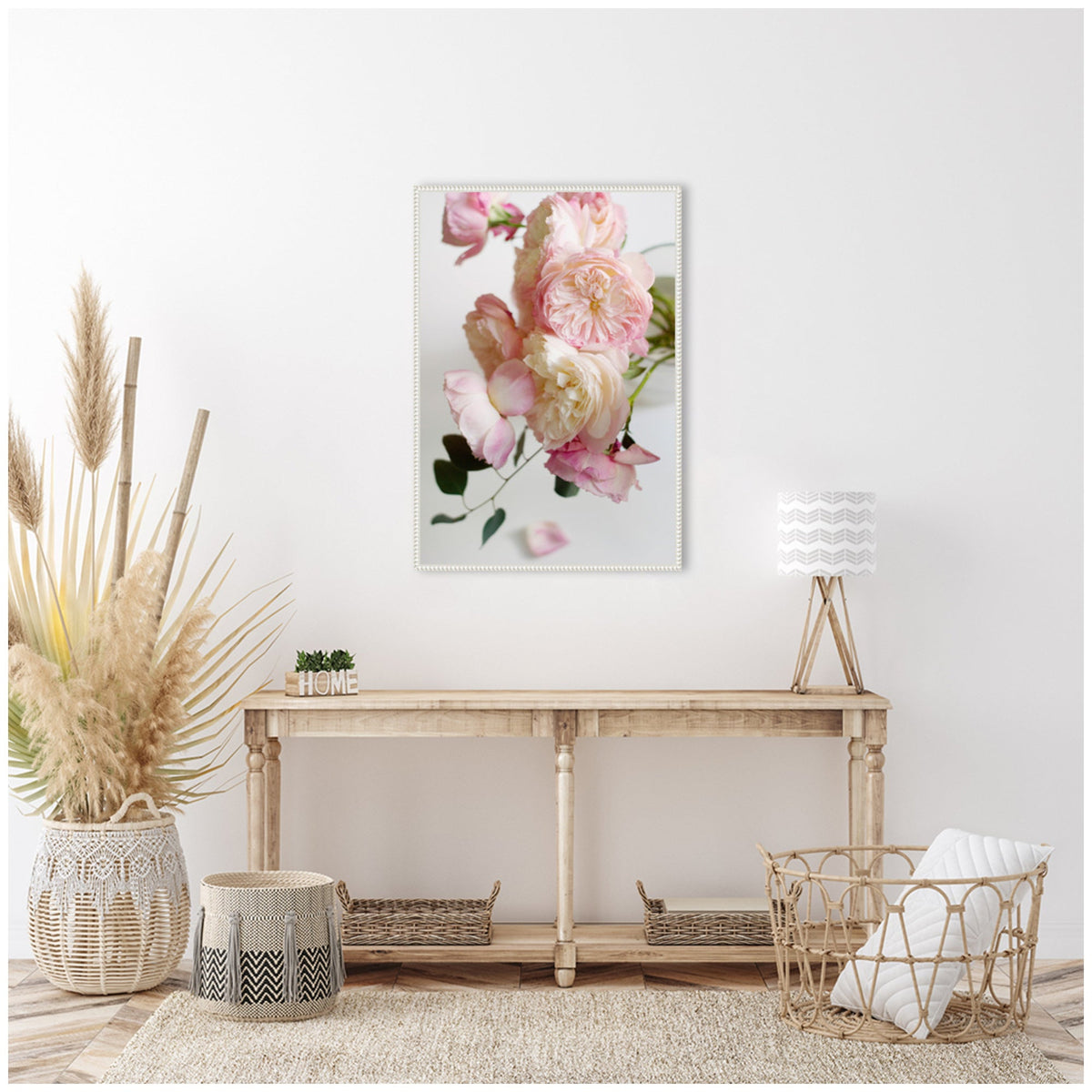 Sylvie Soft Pink Flower Bouquet Framed Canvas by Kristy Campbell
