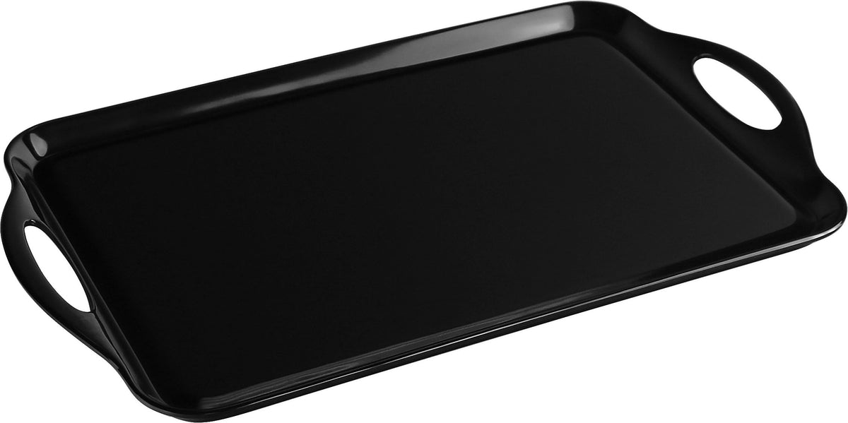 Reston Lloyd Multi-Purpose 18" Rectangle Melamine Plastic Handled Tray, Black