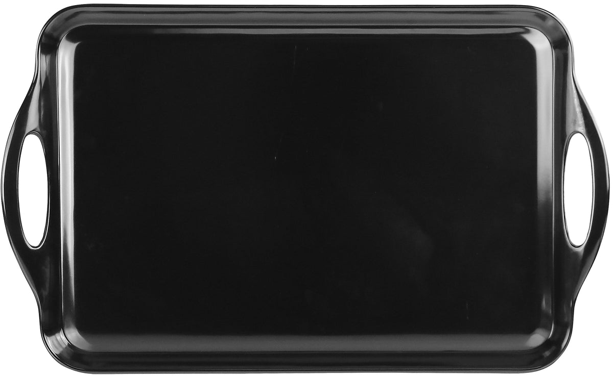 Reston Lloyd Multi-Purpose 18" Rectangle Melamine Plastic Handled Tray, Black