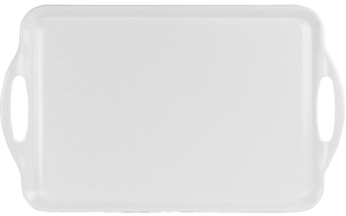 Reston Lloyd Multi-Purpose 18" Rectangle Melamine Plastic Handled Tray, White
