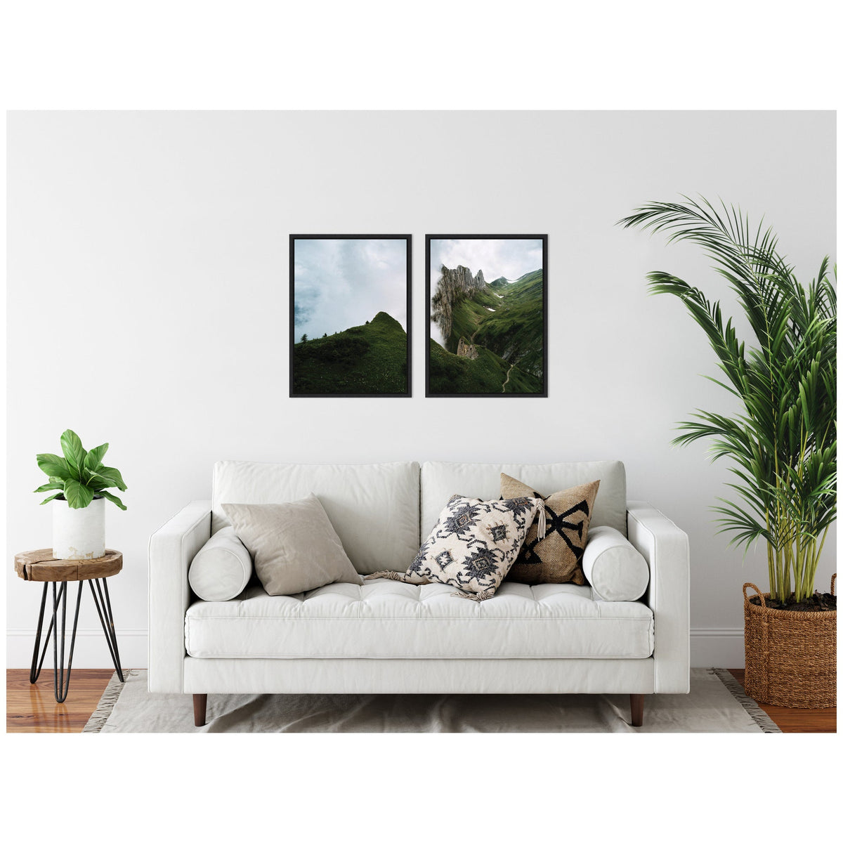 Sylvie Mountain Ridge and Green Meadow Framed Canvas Art Set of 2 by Michael Schauer