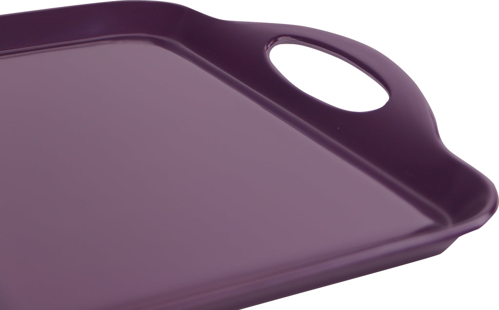 Reston Lloyd Multi-Purpose 18" Rectangle Melamine Plastic Handled Tray, Plum
