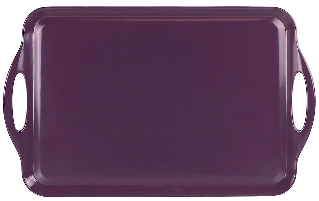 Reston Lloyd Multi-Purpose 18" Rectangle Melamine Plastic Handled Tray, Plum