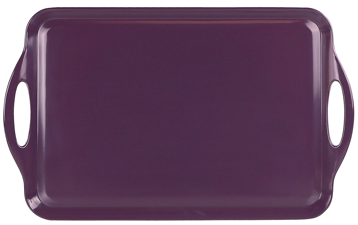 Reston Lloyd Multi-Purpose 18" Rectangle Melamine Plastic Handled Tray, Plum