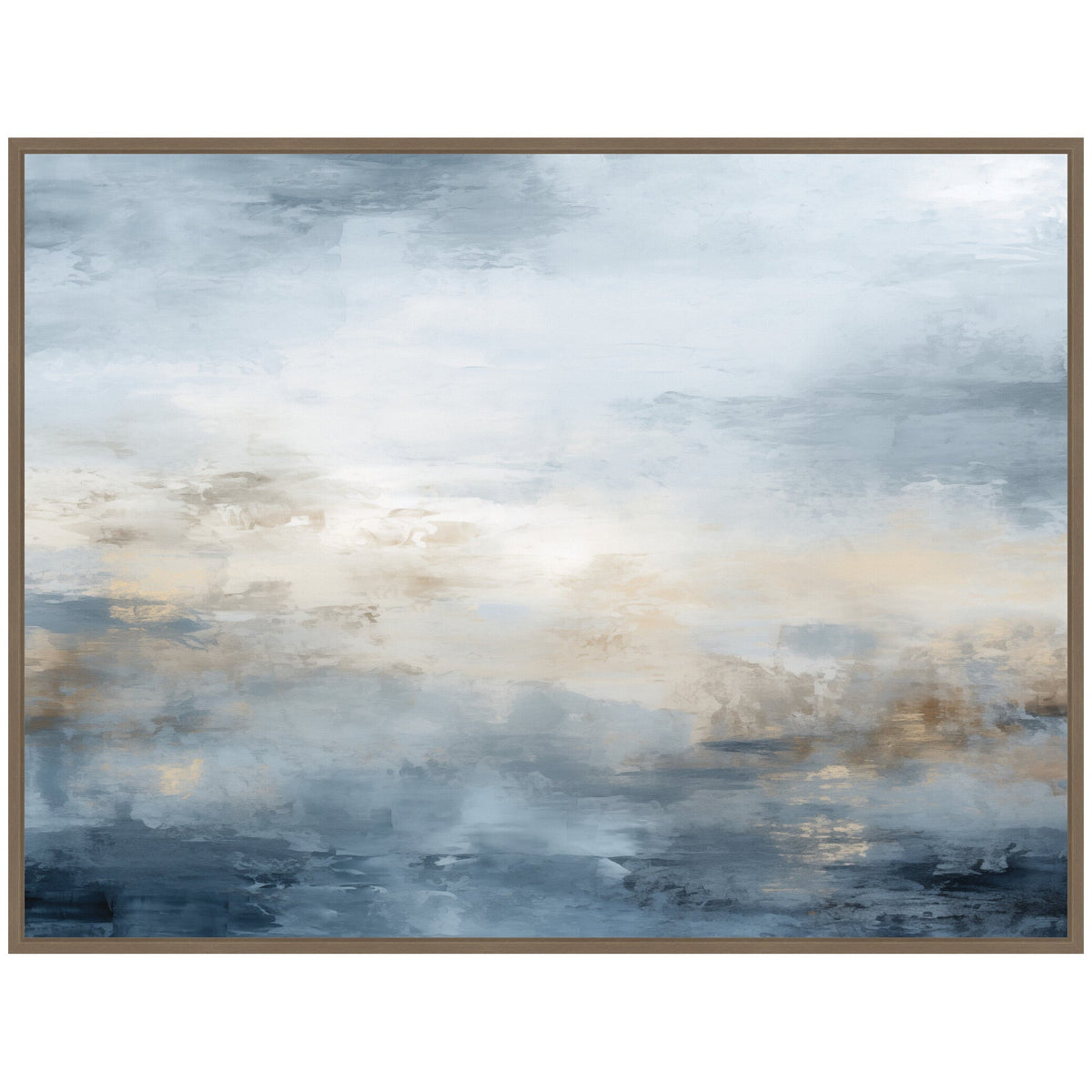 Sylvie Tonal Abstract Oceanic Nautical Serenity Blue Horizontal Framed Canvas by The Creative Bunch Studio