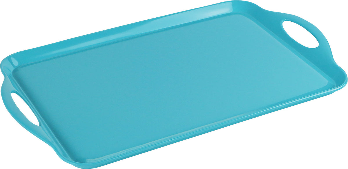 Reston Lloyd Multi-Purpose 18" Rectangle Melamine Plastic Handled Tray, Turquoise
