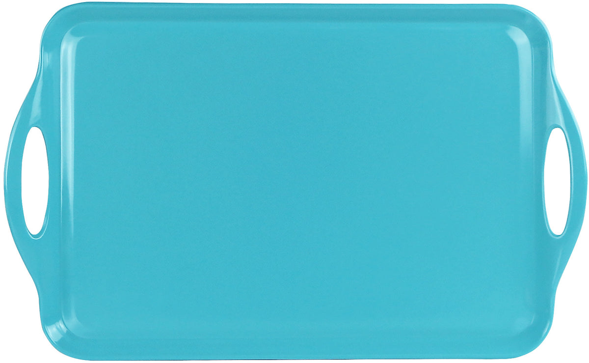 Reston Lloyd Multi-Purpose 18" Rectangle Melamine Plastic Handled Tray, Turquoise