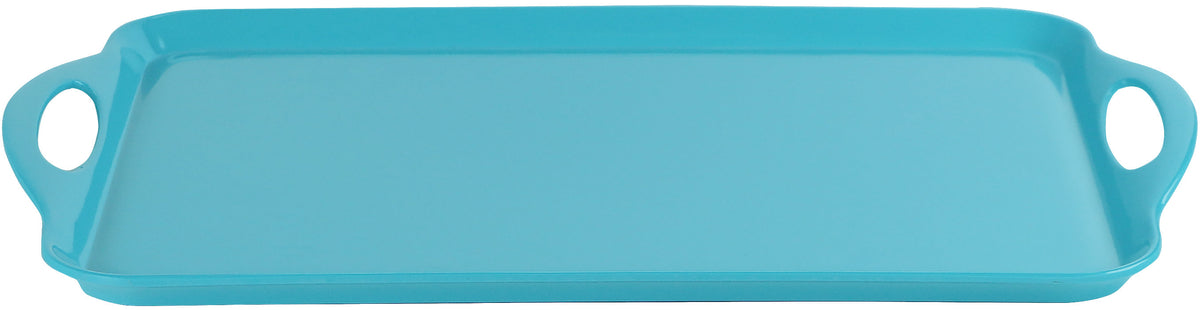 Reston Lloyd Multi-Purpose 18" Rectangle Melamine Plastic Handled Tray, Turquoise