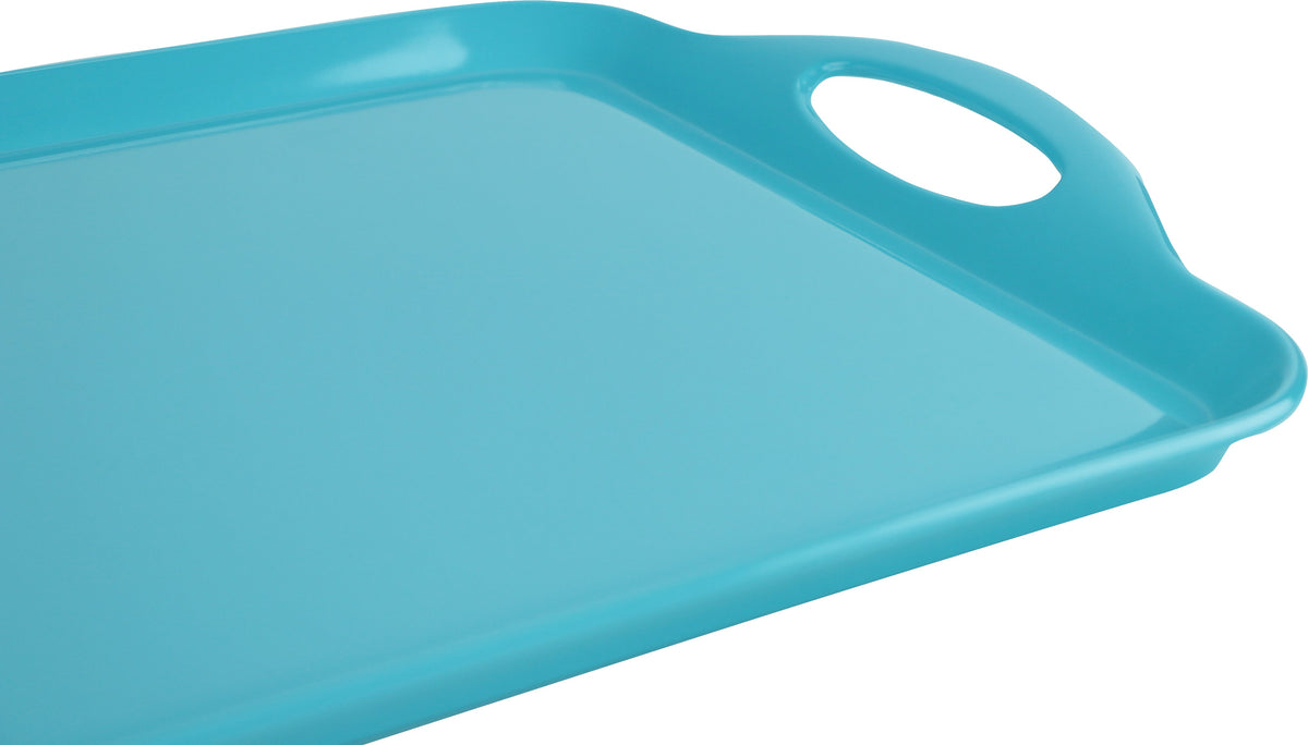 Reston Lloyd Multi-Purpose 18" Rectangle Melamine Plastic Handled Tray, Turquoise