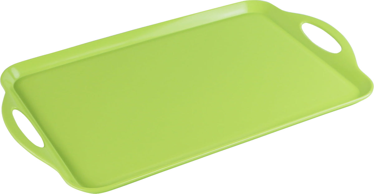 Reston Lloyd Multi-Purpose 18" Rectangle Melamine Plastic Handled Tray, Lime