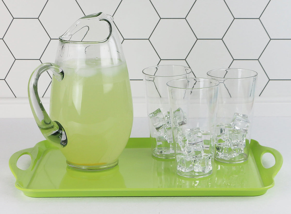 Reston Lloyd Multi-Purpose 18" Rectangle Melamine Plastic Handled Tray, Lime