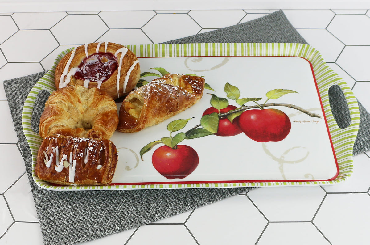 Reston Lloyd Multi-Purpose 18" Rectangle Melamine Plastic Handled Tray, Harvest Apple