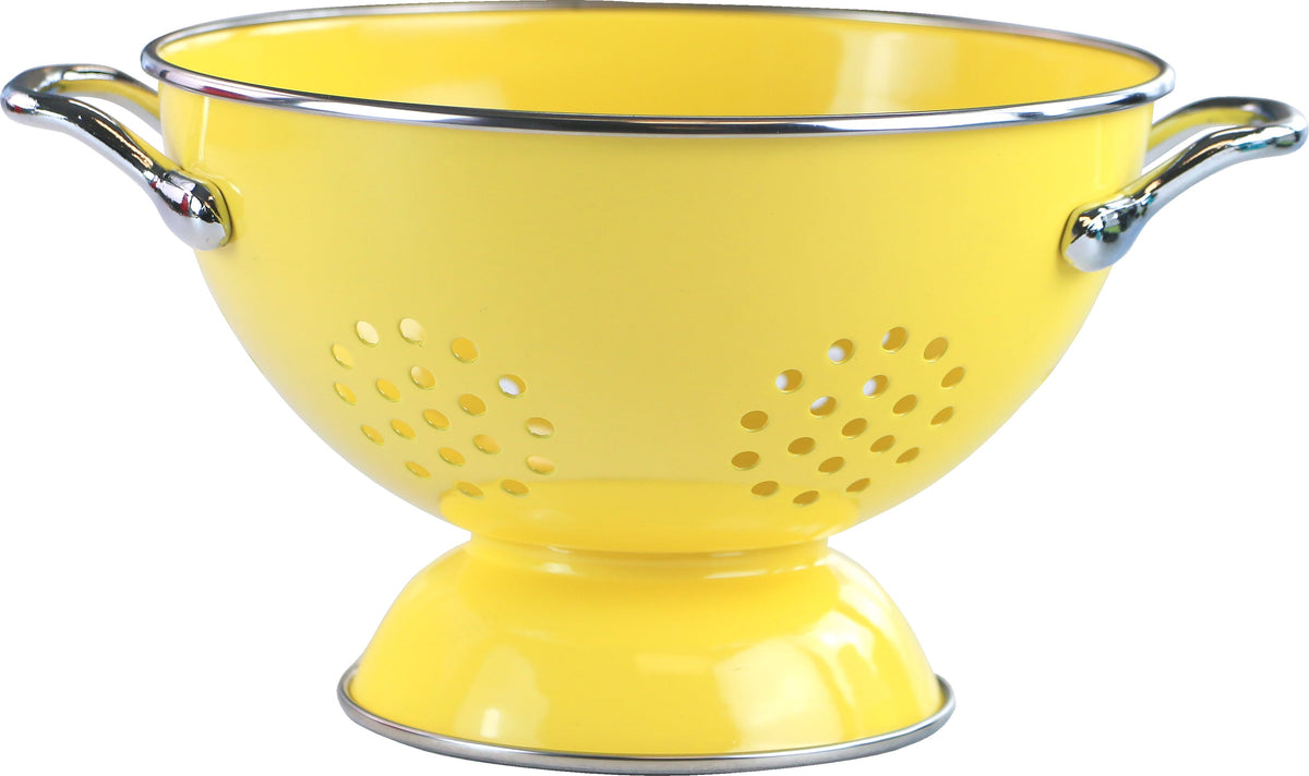 Powder-Coated Steel Colander, Lemon