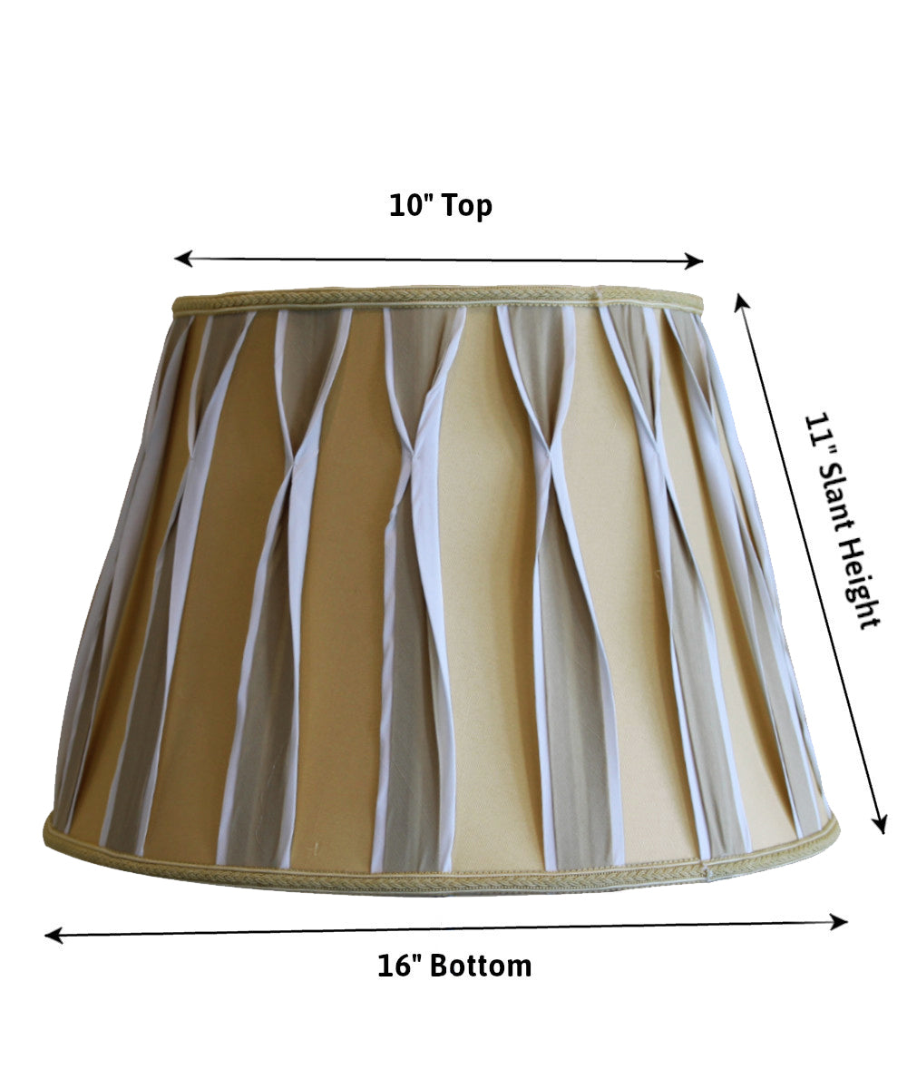 Home Concept Beige/White Pinched Pleat Shantung Lamp Shade - 16"W x 11" Slant Height