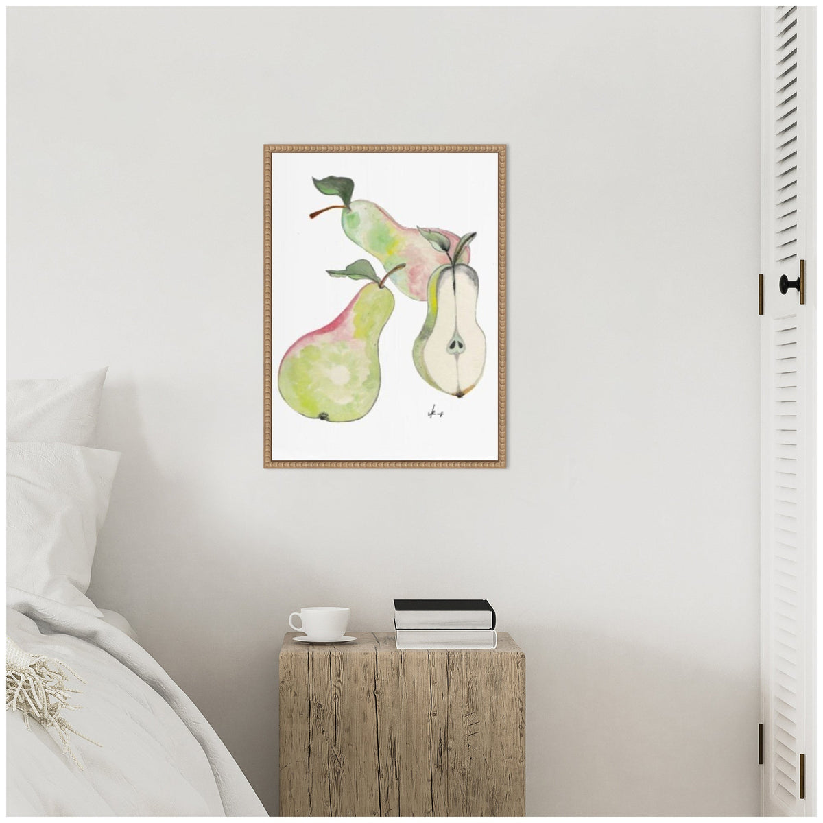 Sylvie Watercolor Green Pears Framed Canvas by Viola Kreczmer