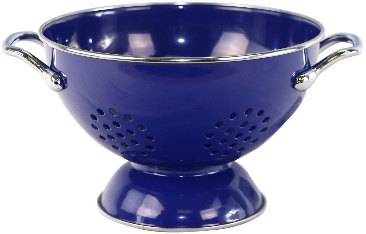 Powder-Coated Steel Colander, Indigo