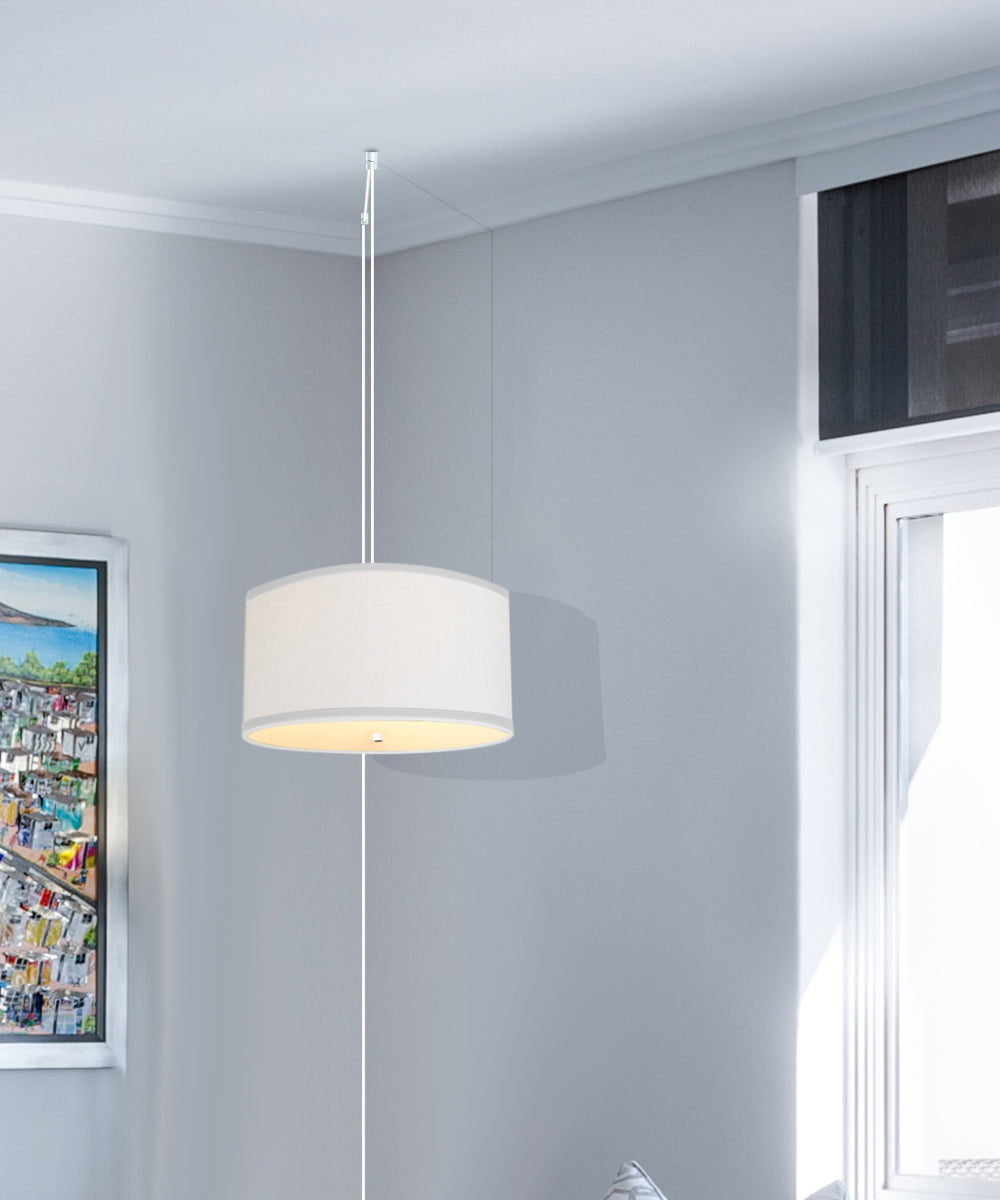 Home Concept 2-Light Plug-In Swag Pendant Light 18"w White Linen with Diffuser, White Cord
