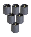 Home Concept Granite Gray Burlap Drum Clip-On Lamp Shades, Set of 6, 6"W x 5"H
