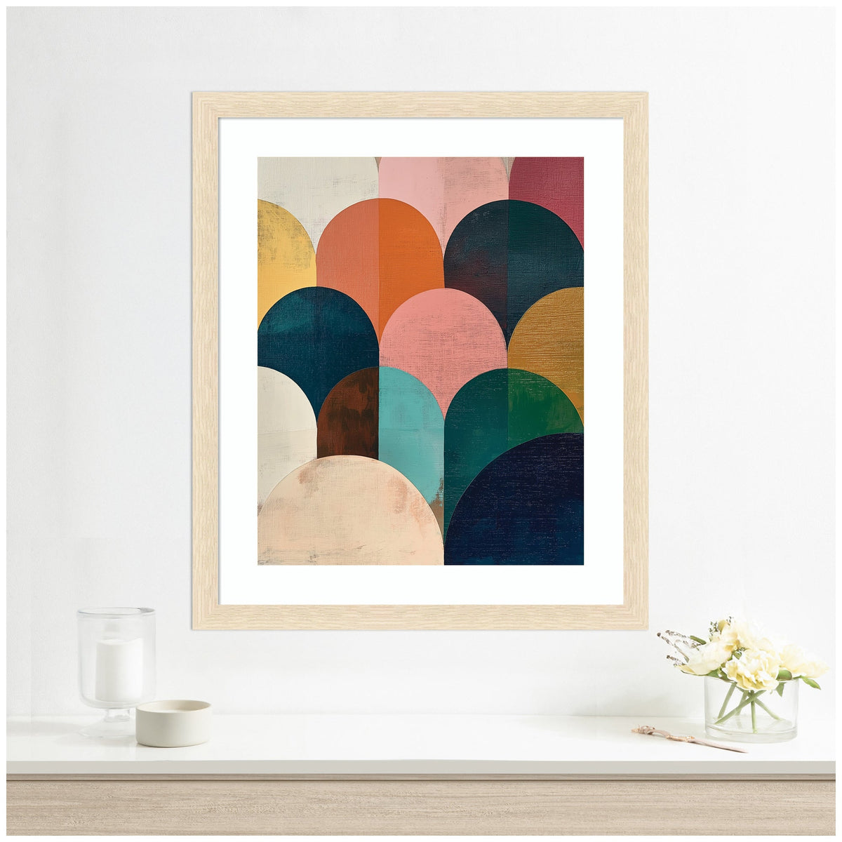 Framed Art Minimalist Geometric Abstract Jewel Tone by The Creative Bunch Studio