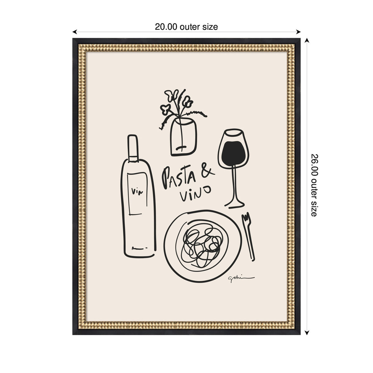 Pasta and Vino by Gabrielly Guedes Framed Wall Art Print