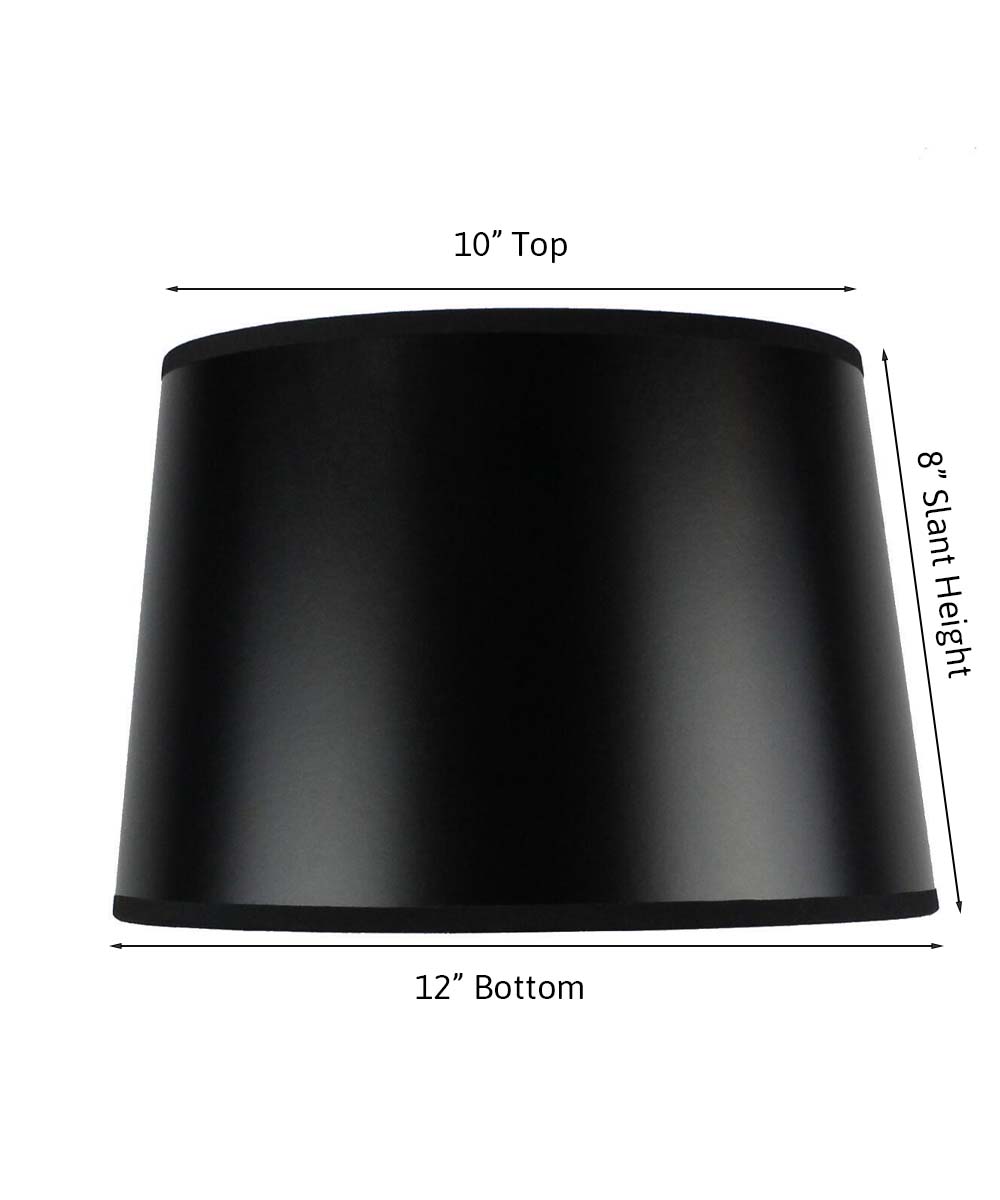 Home Concept Hardback Shallow Drum Lamp Shade Black - 12"W x 8" Slant Height, Spider Fitter