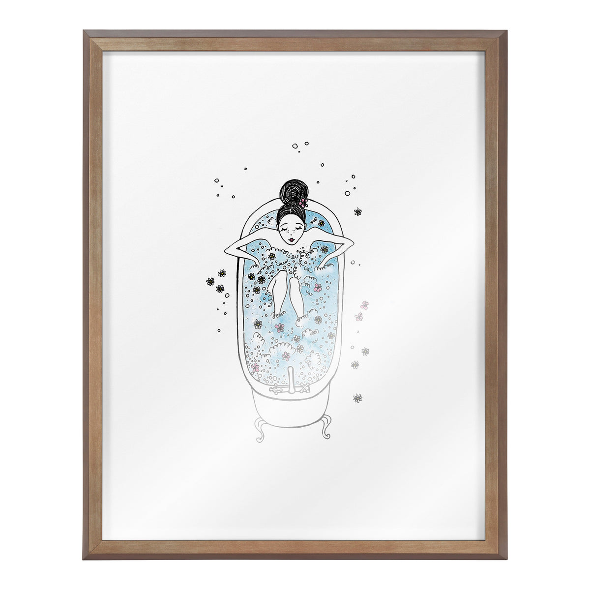 Blake Girl in a Bath Framed Printed Glass by Viola Kreczmer