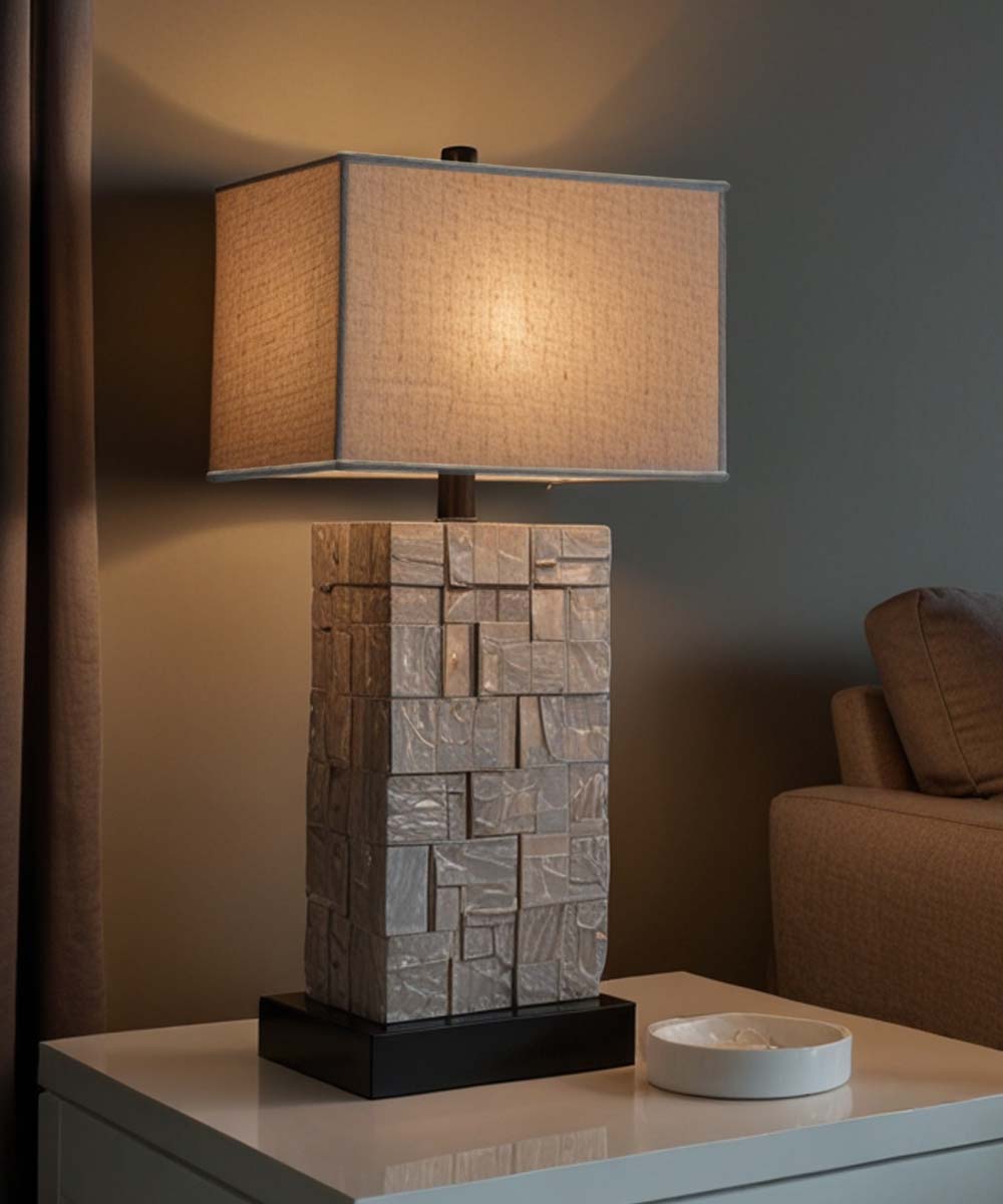 Home Concept Softback Rectangular Drum Lamp Shade, Textured Oatmeal, Clip-On Fitter - (8x14)" Top x (8x14)" Bottom x 10" Slant Height