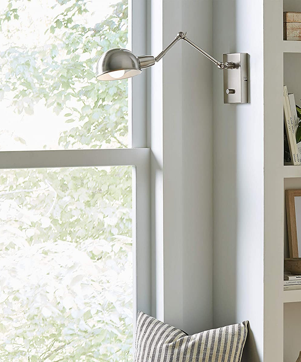 Adesso 12"H Swing Arm LED Wall Lamp Brushed Steel Metal Finish