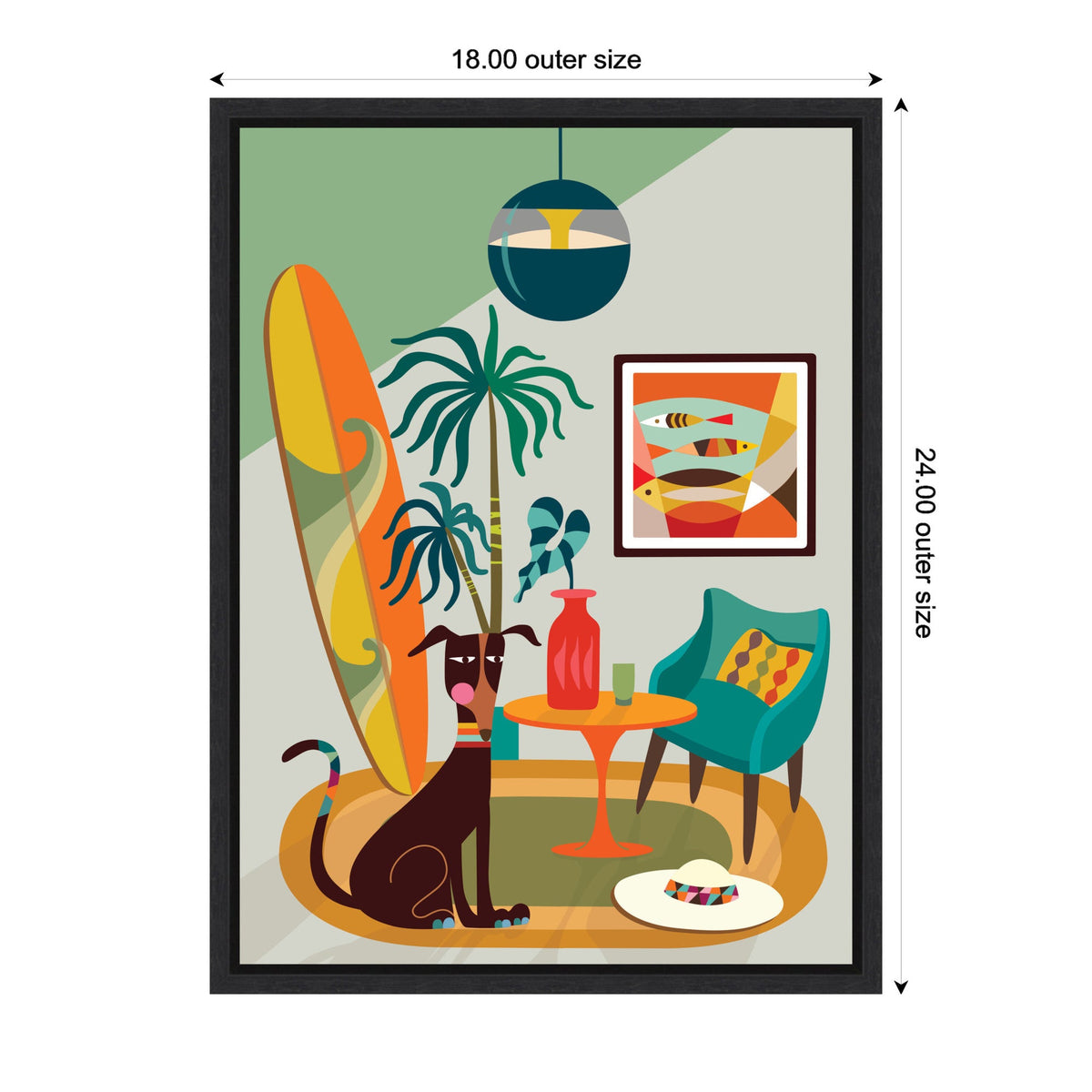 Sylvie MCM Dog Beach Home Framed Canvas by Rachel Lee